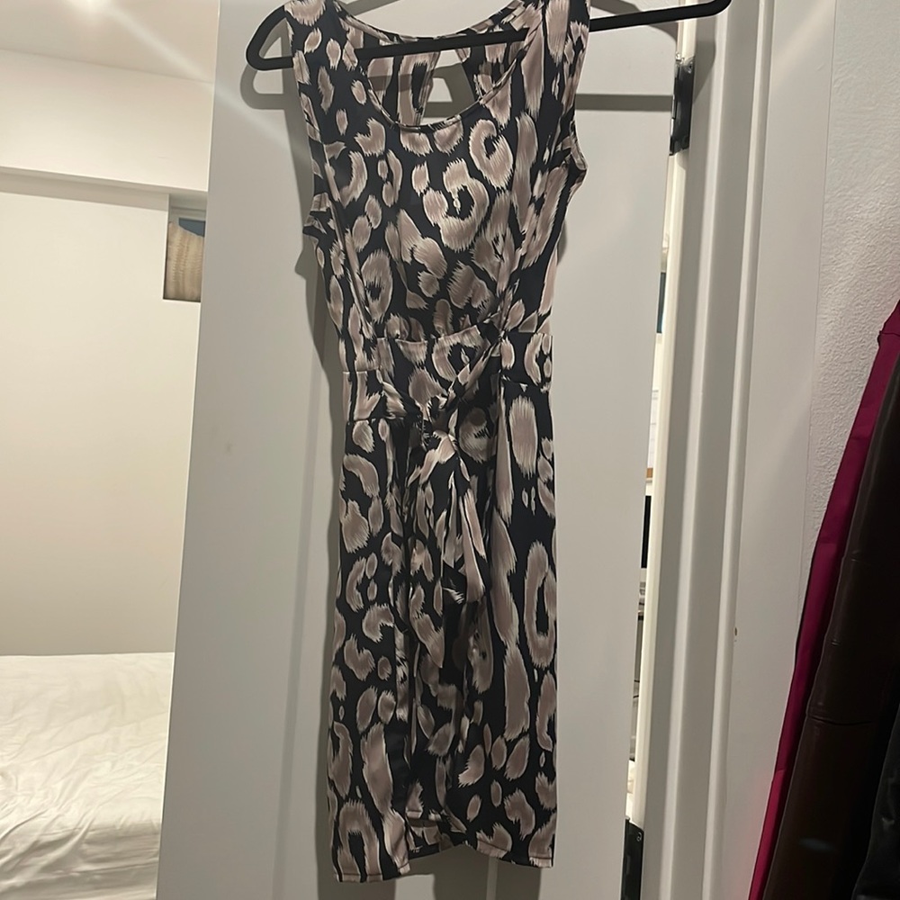 Navy blue cheeta print dress